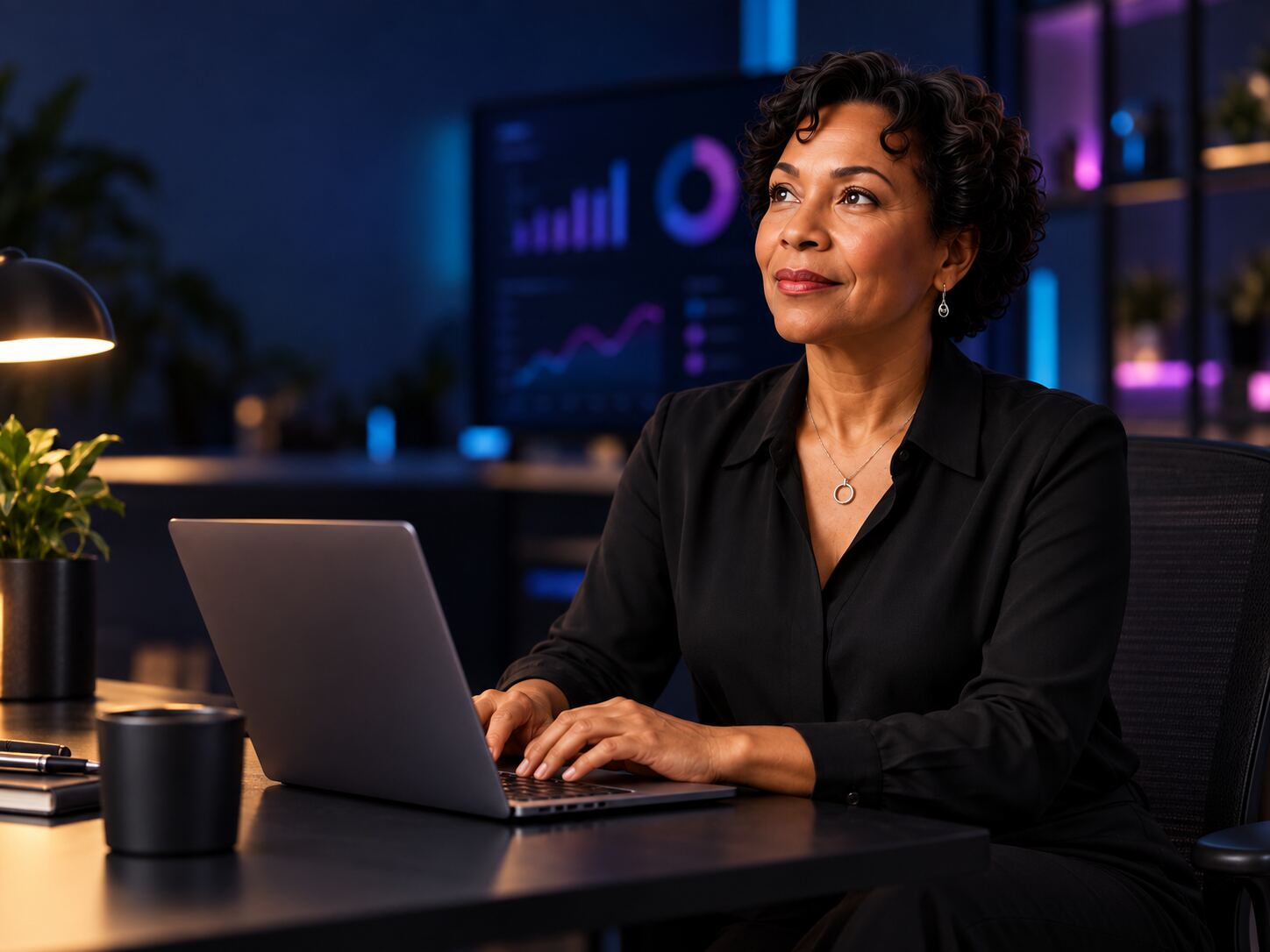 Dr. Mitzie Mathis typing on a laptop
